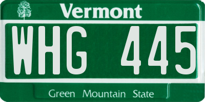 VT license plate WHG445
