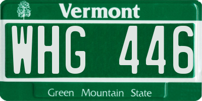 VT license plate WHG446