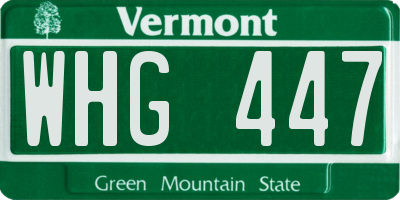 VT license plate WHG447