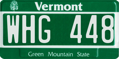 VT license plate WHG448