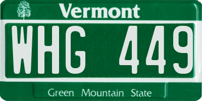 VT license plate WHG449