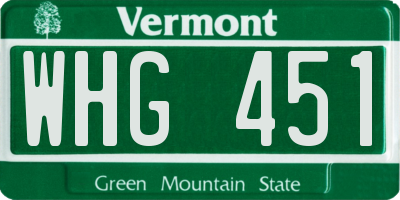 VT license plate WHG451
