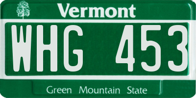 VT license plate WHG453