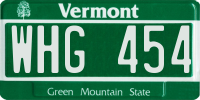 VT license plate WHG454