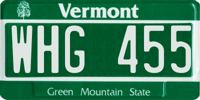 VT license plate WHG455