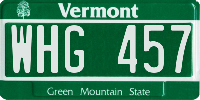 VT license plate WHG457