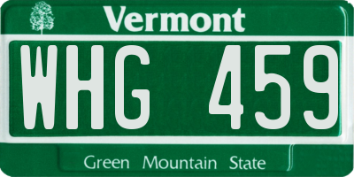VT license plate WHG459