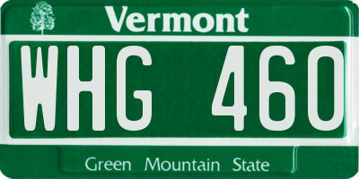 VT license plate WHG460