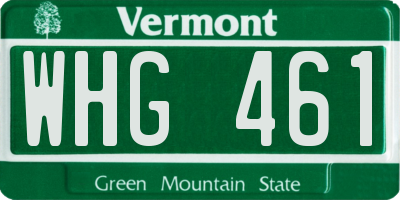 VT license plate WHG461