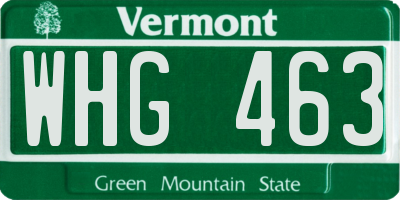 VT license plate WHG463