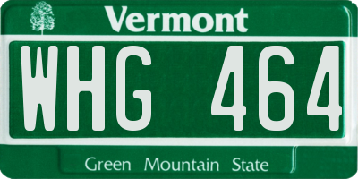 VT license plate WHG464