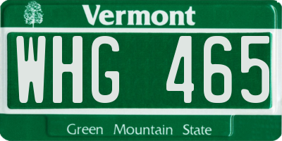 VT license plate WHG465
