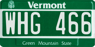 VT license plate WHG466