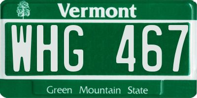 VT license plate WHG467