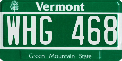 VT license plate WHG468
