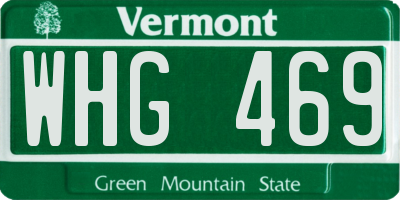 VT license plate WHG469