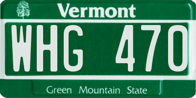 VT license plate WHG470