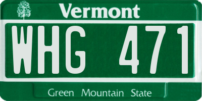VT license plate WHG471