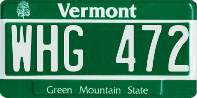 VT license plate WHG472