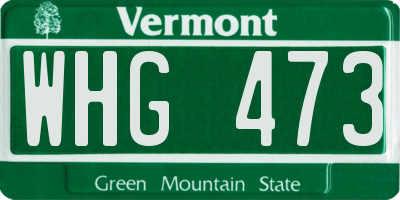 VT license plate WHG473