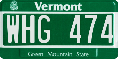 VT license plate WHG474