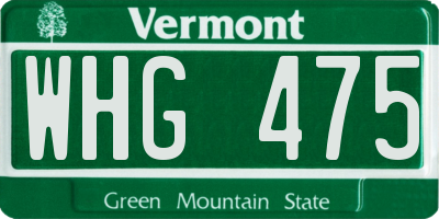 VT license plate WHG475