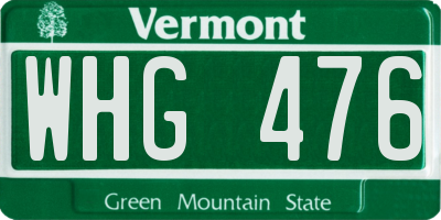 VT license plate WHG476