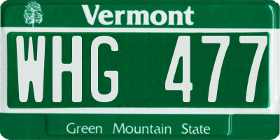 VT license plate WHG477