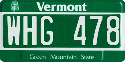 VT license plate WHG478