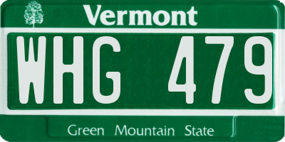 VT license plate WHG479