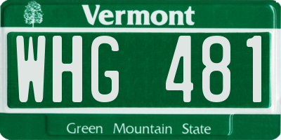 VT license plate WHG481