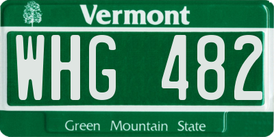 VT license plate WHG482