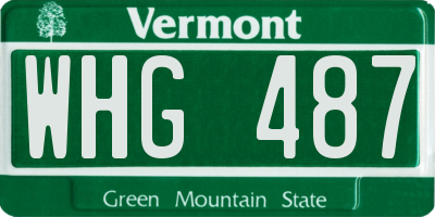 VT license plate WHG487