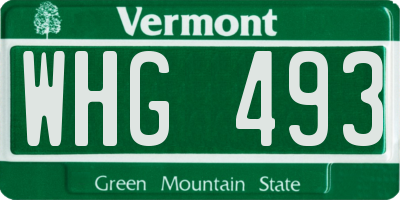 VT license plate WHG493