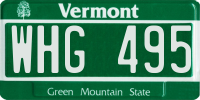 VT license plate WHG495