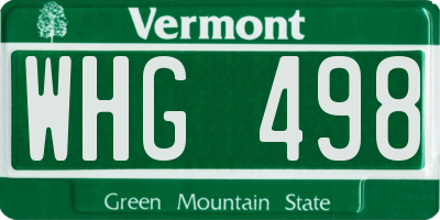 VT license plate WHG498