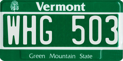 VT license plate WHG503