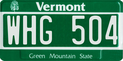 VT license plate WHG504