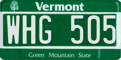 VT license plate WHG505