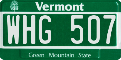 VT license plate WHG507