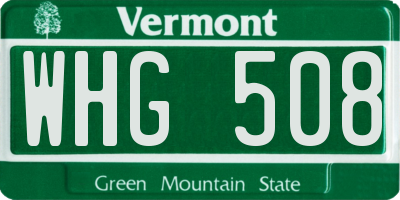 VT license plate WHG508