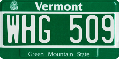 VT license plate WHG509