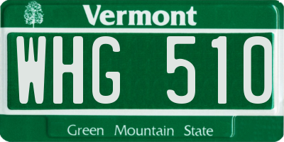 VT license plate WHG510