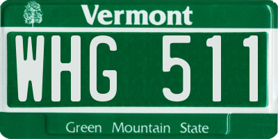 VT license plate WHG511