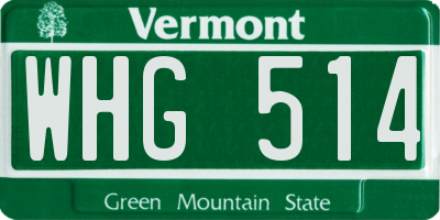 VT license plate WHG514