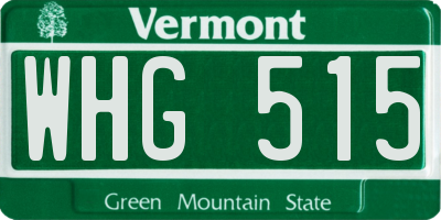 VT license plate WHG515