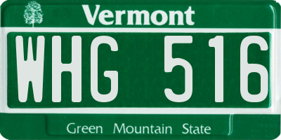 VT license plate WHG516