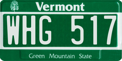 VT license plate WHG517