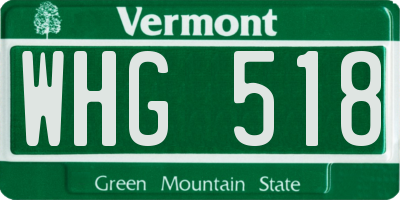 VT license plate WHG518