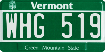 VT license plate WHG519